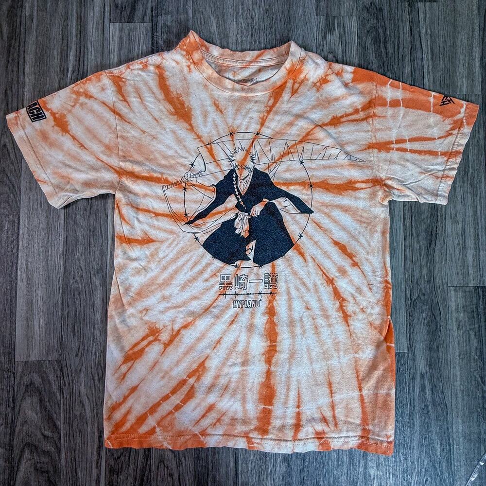 Hypland x Bleach Ichigo Kurosaki Tie Dye Shirt Orange Anime Tee Size Small S